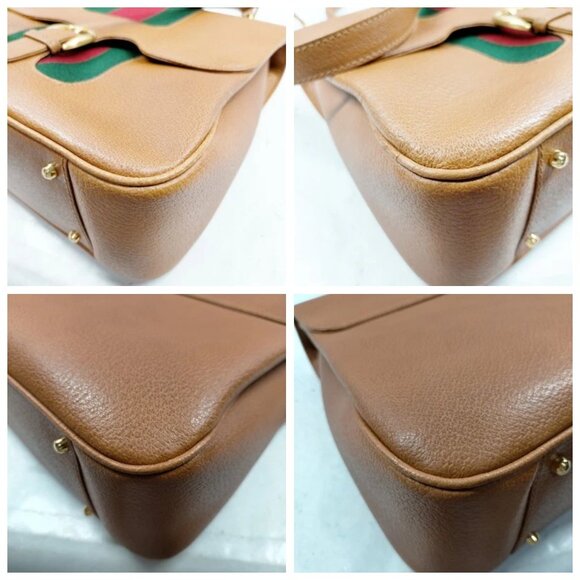 Gucci Hand Bag Sherry Line Brown Leather 778-080525 - Picture 6 of 14